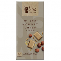 Шоколад органічний Ichoc білий з горіховими шматочками 80г
