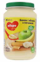 Пюре Nutricia Milupa банан та яблуко з печивом 190г