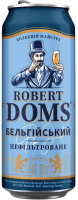 Пиво Львівське Robert Doms Бельгійський світле нефільтроване пастеризоване 4,3% ж/б 0,5л