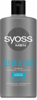 Шампунь для нормального та жирного волосся Syoss Men для чоловіків Clean & Cool, 440 мл