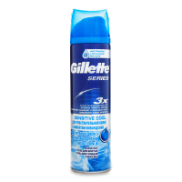 Гель для гоління чутливої шкіри обличчя Gillette Series 3X Sensitive Cool, 200 мл