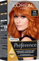 Фарба стійка для волосся L'Oreal Paris Preference №74 Манго, Інтенсивний Мідний