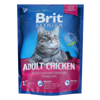 Корм Brit Premium д/дорослих котів сухий з куркою 300г х4
