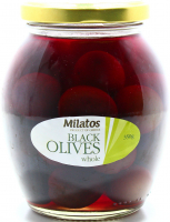 Оливки Milatos чорні з кісточкою 350г с/б
