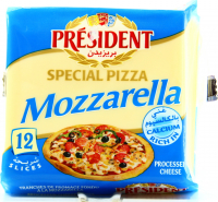Сир President Mozzarella плавлений 40% у скибках для піци 200г 