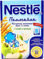 Каша Nestle Помогайка молочна 3 злака з груш.та ябл.200г х9