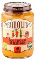 Пюре Rudoles Овочі і гречка з телятиною с/б 190г