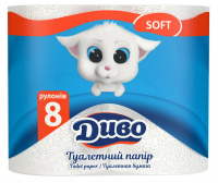 Туалетний папір Диво Soft Білий, 8 шт.
