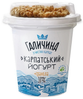 Йогурт Галичина Карпатскьий 3% без цукру з гранолою 275г 