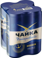 Пиво "Чайка Дніпровська" Світле Фільтроване 4,8% 4Х0,5л Мультіпак