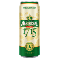 Пиво Львівське 1715 світле фільтроване 4.7% ж/б 0.5л