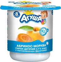 Сирок Агуша з наповнювачем Абрикос-морква 3,9% 100г