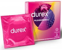 Презервативи латексні з силіконовою змазкою DUREX® Pleasuremax (з ребрами та крапками) З шт