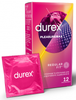 Презервативи латексні з силіконовою змазкою DUREX® Pleasuremax (з ребрами та крапками) 12 шт