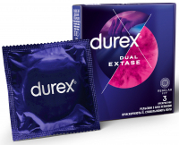 Презервативи латексні з силіконовою змазкою DUREX®  Dual Extase (рельєфні з анестетиком) З шт