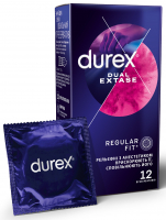 Презервативи латексні з силіконовою змазкою DUREX® Dual Extase (рельєфні з анестетиком) 12 шт