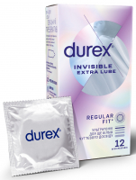 Презервативи латексні з силіконовою змазкою DUREX® Invisible Extra Lube (ультратонкі з додатковою змазкою) 12 шт