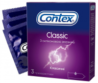  Презервативи латексні з силіконовою змазкою CONTEX® Classic класичні 3 шт