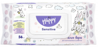 Bella Baby Happy Серветки вологі для дітей "Sensetive & Aloe Vera" 56 шт