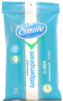 Серветки вологі гігієнічні Smile Antiperspirant for Men, 15 шт.