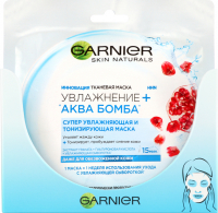 Маска тканинна для зневодненої шкіри обличчя Garnier Skin Naturals Зволоження+Аква Бомба, 32 г