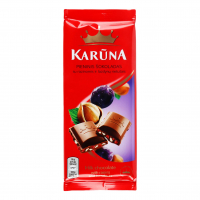 Шоколад Karuna молочний з горіхом та родзинками 90г