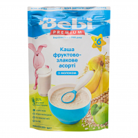 Каша Bebi Premium фруктово-злакове асорті з молоком 200г