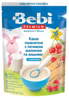 Каша Bebi Premium молочна пшенична з печ., малиною та вишнею 200
