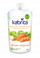 Пюре Kabrita Фруктове яблуко-морква 6міс.+ 100г