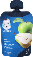Пюре Nestle Gerber фруктове яблуко-груша пауч 90г