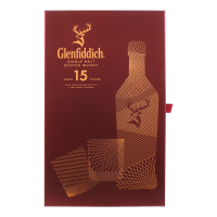 Віскі Glenfiddich 15 років 40% 0,7л +2 склянки х2