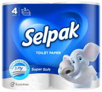 Туалетний папір Selpak Super Soft Білий, 4 шт.