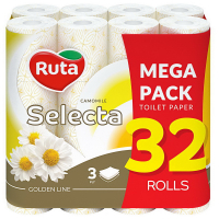 Папір Ruta Selecta туалетний  ромашка 3 шари 32 рулони Білий