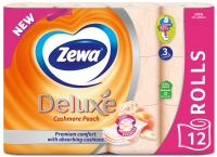Папір туалетний Zewa Deluxe Cashmere Персик тришаровий 12 рулонів