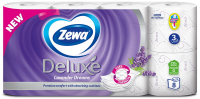 Папір туалетний Zewa Deluxe Лаванда тришаровий 8 рулонів