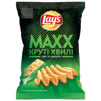 Чіпси Lays Max Круті хвилі сир та цибуля 120г