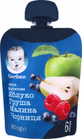 Пюре Nestle Gerber фруктове ябл.,груша,мал.,чорн. пауч 90г
