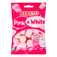 Цукерки Bebeto маршмелоу білий та рожевий 30г х12