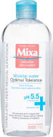 Міцелярна вода для нормальної та сухої чутливої кіри обличчя Mixa Optimal Tolerance з пантенолом, 400 мл