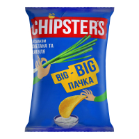 Чіпси Chipster`s картопляні зі смаком сметана та цибуля 180г