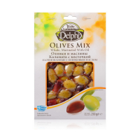Асорті Delphi оливки +маслини з/к мариновані в/у 250г