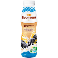 Йогурт Галичина чорнослив-злаки 2,2% пет/пляшка 300г