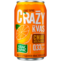 Квас Тарас Crazy Kvas смак апельсина 0,33л ж/б