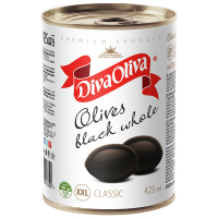 Маслини Diva Oliva чорні великі з/к 425г