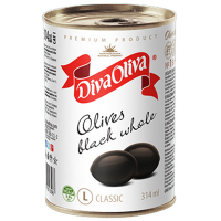 Маслини Diva Oliva чорні з кісточкою ж/б 300мл