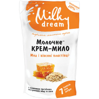 Крем-мило молочне рідке Milky Dream Мед і вівсяні пластівці, 1 л (дой-пак)