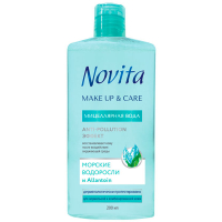 Міцелярна вода для нормальної та комбінованої шкіри обличчя Novita Make Up & Care Морські водорості та Allantoin, 200 мл