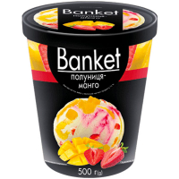Морозиво Banket полуниця та манго у карамелі 500г