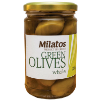 Оливки Milatos зелені з кісточкою 280г скло