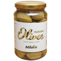 Оливки Milatos зелені з кісточкою 350г с/б